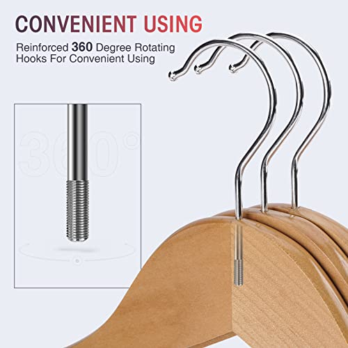 JDGOU Wooden Hangers 20 Pack Wood Hangers Clothes Hangers Coat Hangers for Closet Natural Coat Hanger,Heavy Duty Hangers,Hangers for Clothes Suit Skirt Pants