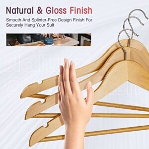 JDGOU Wooden Hangers 20 Pack Wood Hangers Clothes Hangers Coat Hangers for Closet Natural Coat Hanger,Heavy Duty Hangers,Hangers for Clothes Suit Skirt Pants