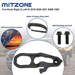 MITZONE Front Tow Hooks Right & Left with Bushing Compatible with 2019 2020 2021 2022 RAM 1500 Replace 68272944AB 68272945AB