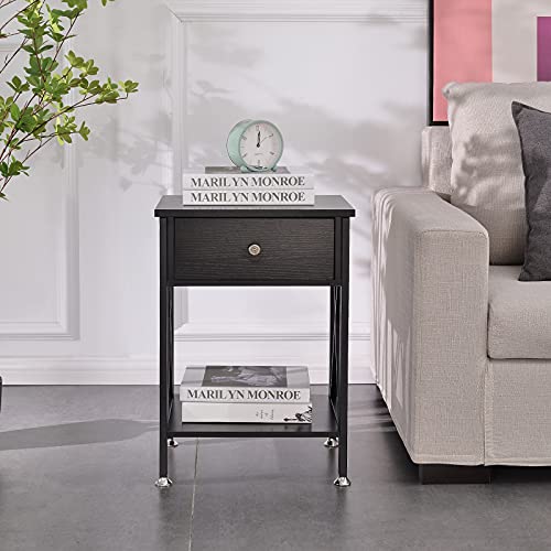 Ganflis Night Stands for bedrooms,Bed Side Table with Drawer,Modern nightstand,end Table for Living Room Decor,Coffee Table Decor, Bedroom Furniture,X-Shape,Black