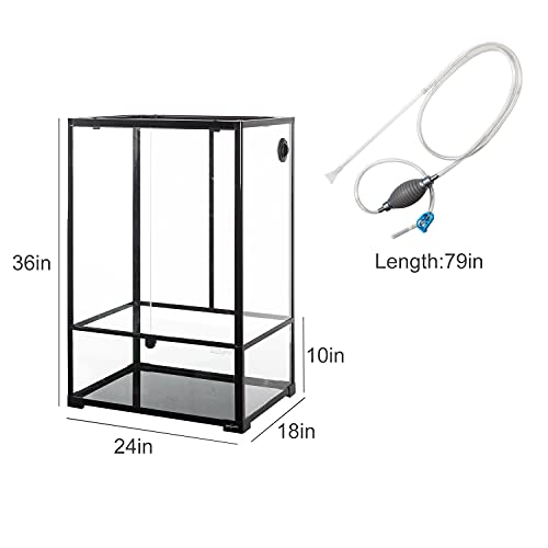 REPTI ZOO 67 Gallon Glass Terrarium Tank,Knock-Down Paludarium Large Terrarium 24"x18"x 36”,Bio Deep Base 10”, Double Hinge Door, Siphon Gravel Cleaner Set Included