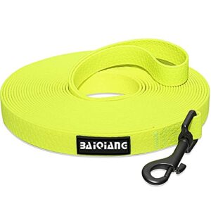 aoof pet products 10m long waterproof pull resistant soft pvc rubber wrapped webbing traction rope 荧光黄
