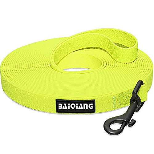 AOOF Pet Products 10m Long Waterproof Pull Resistant Soft PVC Rubber Wrapped Webbing Traction Rope 荧光黄