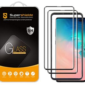 Supershieldz (2 Pack) Designed for Samsung (Galaxy S10 Plus) Tempered Glass Screen Protector with (Easy Installation Tray), (Full Cover) (3D Curved Glass) Anti Scratch, Bubble Free (Black)