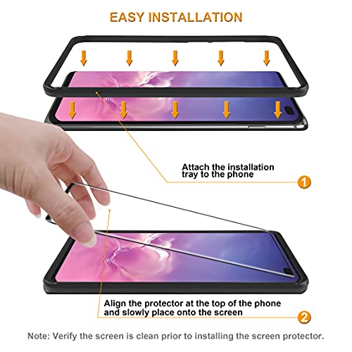 Supershieldz (2 Pack) Designed for Samsung (Galaxy S10 Plus) Tempered Glass Screen Protector with (Easy Installation Tray), (Full Cover) (3D Curved Glass) Anti Scratch, Bubble Free (Black)