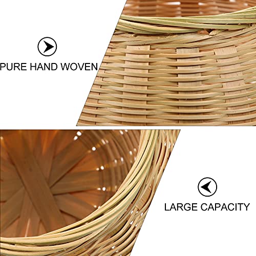 YARNOW Bamboo Woven Basket with Lid Rattan Braid Chess Cans Wicker Bowls Round Seagrass Baskets Boho Home Decor for Home Kitchen Snake Appetizer Food Storage 14. 5X14. 5CM