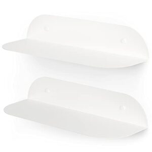 blanck floating shelves, set of 2, metal, wall mounted shelves for living room, bedroom, bathroom, office, kitchen, 17”(l) x 6”(d) (white)