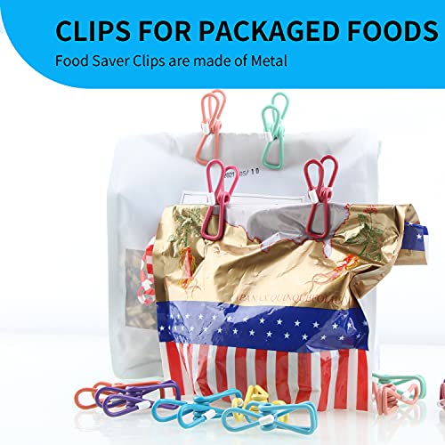 Zalduig Chip Clips，30PCS PVC Coated Material Food Packaging Clip, Clips Bag Clips，Bag Clips，Clips for Package，Chip Clip，Clothes Pins（Mixed Colors 30pcs） ,11.5 x 4.72 x 1.06