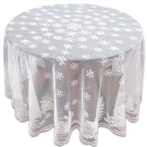 pleaseedo 𝐗𝐌𝐀𝐗 𝐆𝐈𝐅𝐓 christmas lace tablecloth, round lace tablecloth for round table 70 inch, white snowflake christmas lace table cover, round tablecloths for holiday party decoration
