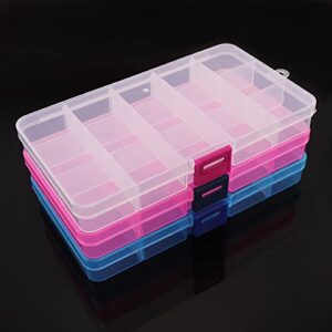 origlam 1pcs 17x10cm plastic organizer storage box with adjustable dividers, jewelry storage container box for office supplies beads crafts fishing tackles (pink)