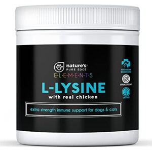original extra strength l-lysine powder for cats and dogs -improved immune response, respiratory health, and eye function. all natural chicken for flavor. extra large 125 grams.