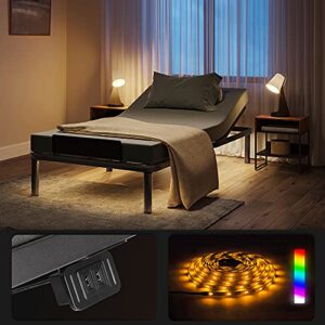 banti adjustable bed base frame, motorized head and foot incline,under bed led rgb light, wireless remote control, dual usb ports and customized positions, twin xl, ergonomic, black