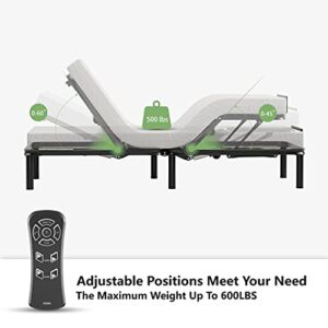 BANTI Adjustable Bed Base Frame, Motorized Head and Foot Incline,Under Bed LED RGB Light, Wireless Remote Control, Dual USB Ports and Customized Positions, Twin XL, Ergonomic, Black