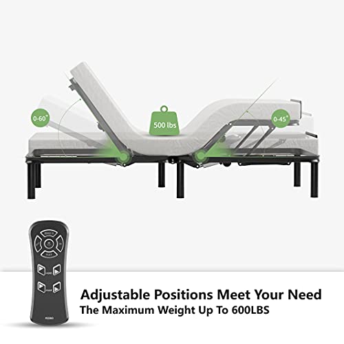 BANTI Adjustable Bed Base Frame, Motorized Head and Foot Incline,Under Bed LED RGB Light, Wireless Remote Control, Dual USB Ports and Customized Positions, Twin XL, Ergonomic, Black