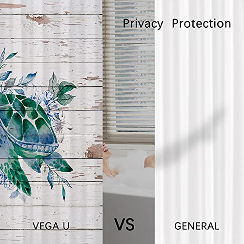 VEGA U Sea Turtle Shower Curtain for Bathroom, Beach Themed Bath Decor with Hooks, 72x72 Inch