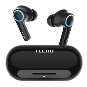 tecno true wireless bluetooth earbuds noise cancelling, anc bluetooth headphone with microphone and breathing light, usb-c waterproof earphones with touch control for android ios, h3 black