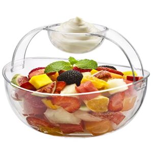 zenfun acrylic chip and dip bowls set, 2 tiers detachable clip-on dipping bowl appetizer serving dishes for salad, chips, dips, fruit, veggies, unique design