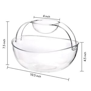 ZENFUN Acrylic Chip and Dip Bowls Set, 2 Tiers Detachable Clip-on Dipping Bowl Appetizer Serving Dishes for Salad, Chips, Dips, Fruit, Veggies, Unique Design