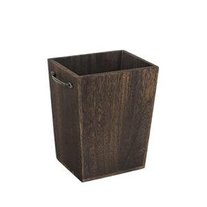 trash can bedroom wastebasket wood garbage can with metal handle for bathroom office trash can for near desk bathroom decorative