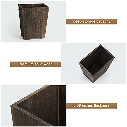 Trash Can Bedroom Wastebasket Wood Garbage Can with Metal Handle for Bathroom Office Trash can for Near Desk Bathroom Decorative