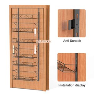 Auledio Over The Door Pantry Rack, Adjustable 6 Baskets Closet Organizer Hanging Spice Space Saver,Black