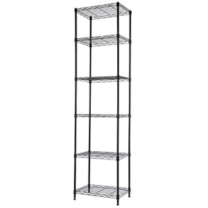 regiller 6 wire shelving steel storage rack adjustable unit shelves for laundry bathroom kitchen pantry closet (16.7l x 11.9w x 64h, black)