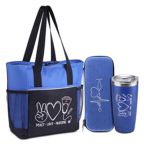 Abctec Nurse Graduation Gift Ideas, 3-piece nursing graduation gifts - lpn gifts for nurses, nurse graduation gift- Zippered Nurse Tote Bag, Stethoscope Case & Tumbler