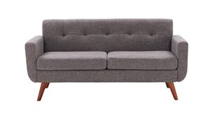 tbfit 65" w loveseat sofa, mid century modern decor love seats furniture, button tufted upholstered love seat couch for living room (grey)