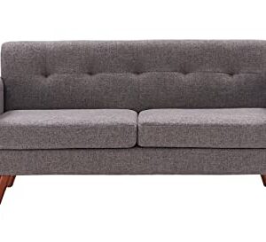 Tbfit 65" W Loveseat Sofa, Mid Century Modern Decor Love Seats Furniture, Button Tufted Upholstered Love Seat Couch for Living Room (Grey)