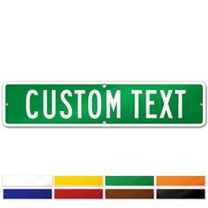 street sign, custom road signs, 8 colors, single/duplicate sign option, reflective/non reflective, screws option, 4x18 inch, thick rust-free alumabond, (classic) made in usa by my sign center
