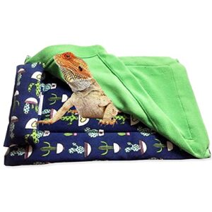 bearded dragon bed reptile sleeping bag with pillow and blanket small pet warm hide habitat for hamsters lizards bearded dragon (blue)