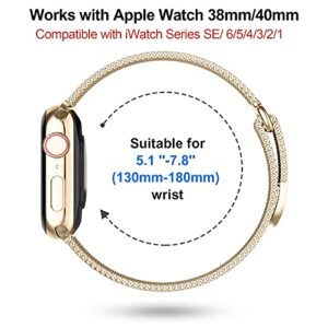 Slim Metal Band Compatible with Apple Watch Bands 40mm 44mm 41mm 45mm 38mm 42mm Women,Thin Narrow Stainless Steel Mesh Milanese Loop Magnetic Replacement Strap for iWatch SE Series 8 7 6 5 4 3 2 1