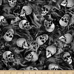 timeless treasures wicked eve tossed skulls black, quilting fabric by the yard