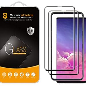 Supershieldz (2 Pack) Designed for Samsung Galaxy S10 Tempered Glass Screen Protector with (Easy Installation Tray), (Full Cover) (3D Curved Glass) Anti Scratch, Bubble Free (Black)