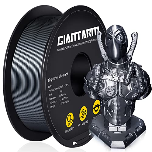 GIANTARM Silver PETG 3D Printer Filament Toughness Enhanced 1kg (2.2lbs), 1.75mm Dimensional Accuracy +/-0.03mm, 1080 Feet（330m)/Roll, Vacuum Package, Fit for Most 3D FDM Printer