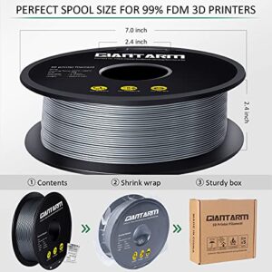 GIANTARM Silver PETG 3D Printer Filament Toughness Enhanced 1kg (2.2lbs), 1.75mm Dimensional Accuracy +/-0.03mm, 1080 Feet（330m)/Roll, Vacuum Package, Fit for Most 3D FDM Printer