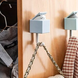 MinLia Creative Hook Non-Marking Free Punch Hook Bedroom Door Hangers Hooks Strong Viscose Dormitory Clothes Hook(Grey cat)