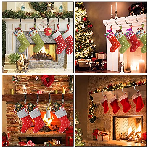 Christmas Stocking Hooks Set of 4 Multiple Uses Safety and Without Damage Adjustable Stocking Holder Home Kitchen Hanging Hooks Silver