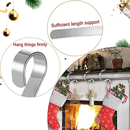 Christmas Stocking Hooks Set of 4 Multiple Uses Safety and Without Damage Adjustable Stocking Holder Home Kitchen Hanging Hooks Silver