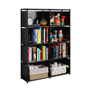 jiuyotree 5-tiers portable bookshelf with fabric cloth at back, 8 cube closet storage organizer bookcase, living room,study room,bedroom, black
