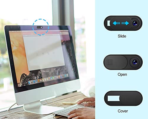 YAMXIN Laptop Camera Cover Slide 9 Pack(3 Large + 6 Small) Webcam Cover Fit Most Laptop, PC, Tablet (Black)