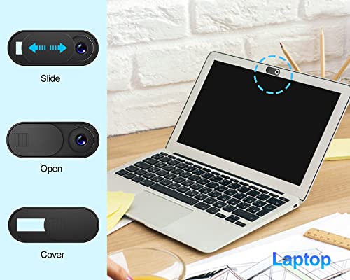 YAMXIN Laptop Camera Cover Slide 9 Pack(3 Large + 6 Small) Webcam Cover Fit Most Laptop, PC, Tablet (Black)