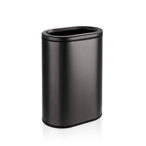 xiaosaku trash cans for bedroom creative open stainless steel trash can trash bin without cover open top trash can for home, restaurant, restroom, office trash can kitchen (color : black, size : 9l)