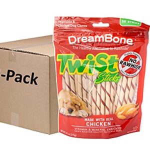 DreamBone Twist Sticks, Rawhide-Free Chews for Dogs, with Real Chicken, 50-Count (3 Pack)