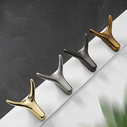 4 Packs Silver Double Prong Modern Coat Robe Hooks Heavy Duty Wall Mounted Hook for Hanging Towels Clothes Purse Metal Hooks for Closets Kitchen Bathroom(Silver)