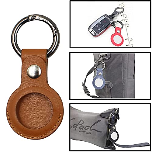 Airtags Case 4 Pack : Portable Airtag Keychain Holder, Anti-Lost Protective Cover Leather Case Key Ring Designed Air tag Accessories Tracking Locator for Luggage Dog Cat Pet Collar