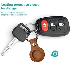 Airtags Case 4 Pack : Portable Airtag Keychain Holder, Anti-Lost Protective Cover Leather Case Key Ring Designed Air tag Accessories Tracking Locator for Luggage Dog Cat Pet Collar