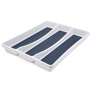 copco basics 3 compartment drawer organizer, steel blue