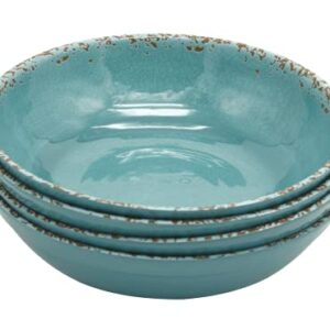 LOK-OSEMILE Gourmet Art Crackle 9" Melamine salad bowls and pasta Bowls -Aquamarine blue 45 Ounce - Set of 4