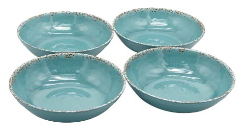 LOK-OSEMILE Gourmet Art Crackle 9" Melamine salad bowls and pasta Bowls -Aquamarine blue 45 Ounce - Set of 4